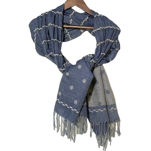 Conbipel Blue Fringe Scarf - Picture 1 of 15